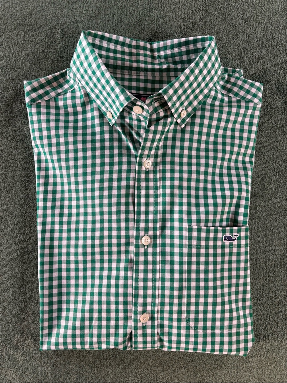 Vineyard Vines Green & White Gingham Button-Down Shirt, Size: S (6550)